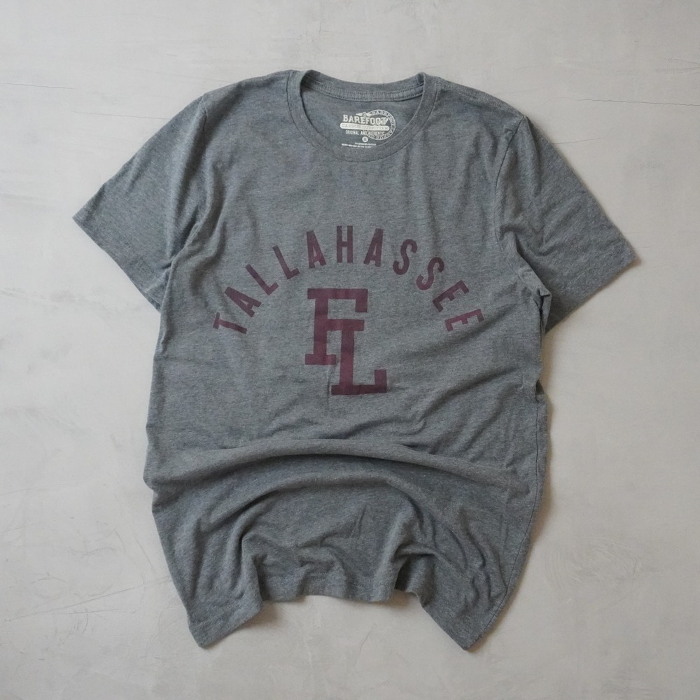 Barefoot Campus Outfitter Mens Tallahassee FL T-Shirt Gray Medium Graphic Tee